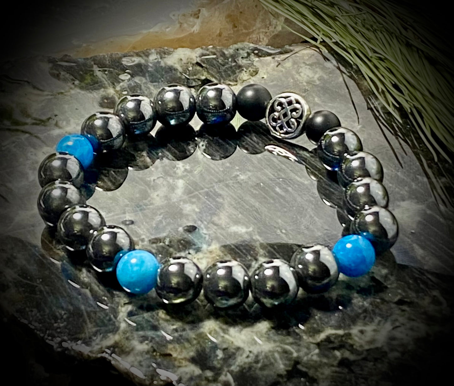 Blue Apatite, Onyx and Hematite