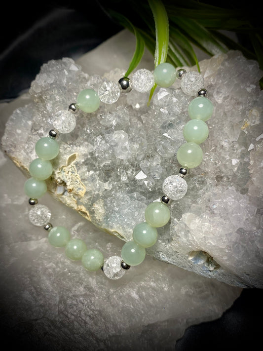 Serpentine Jade and Cracked Quartz