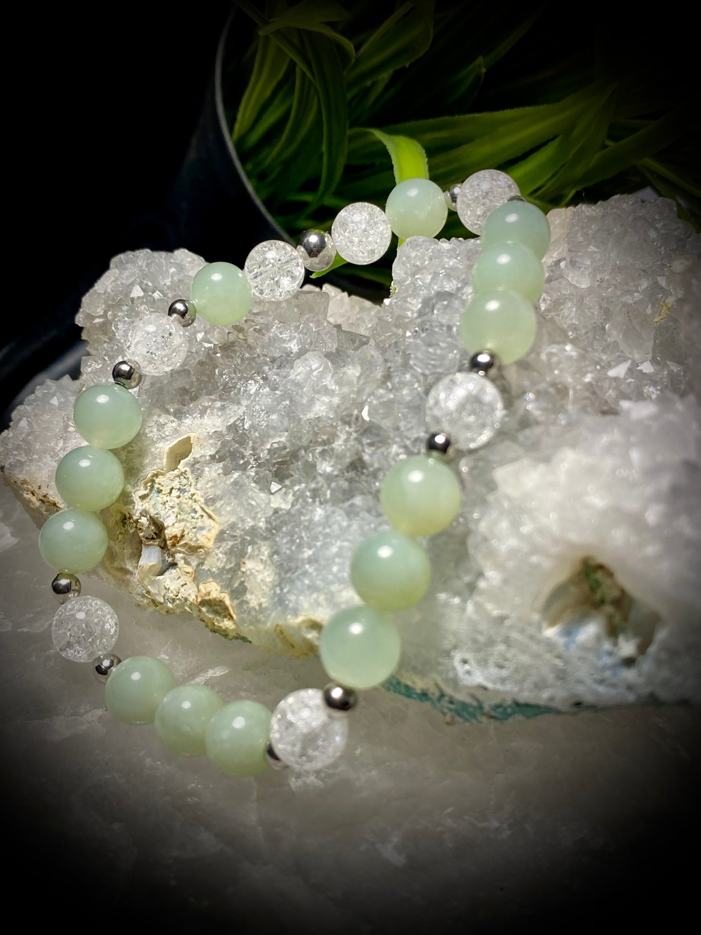 Serpentine Jade and Cracked Quartz