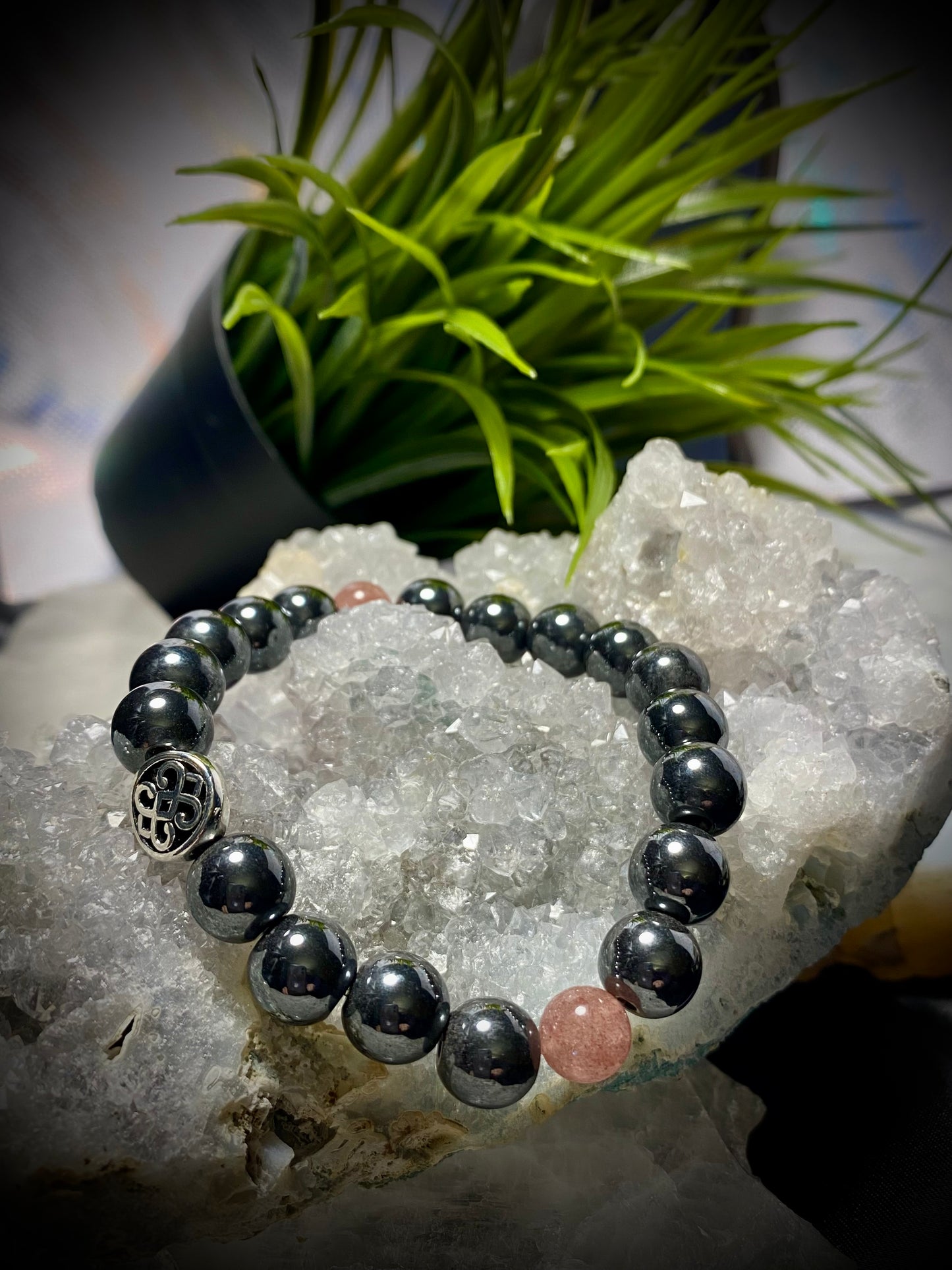 Strawberry Quartz and Hematite