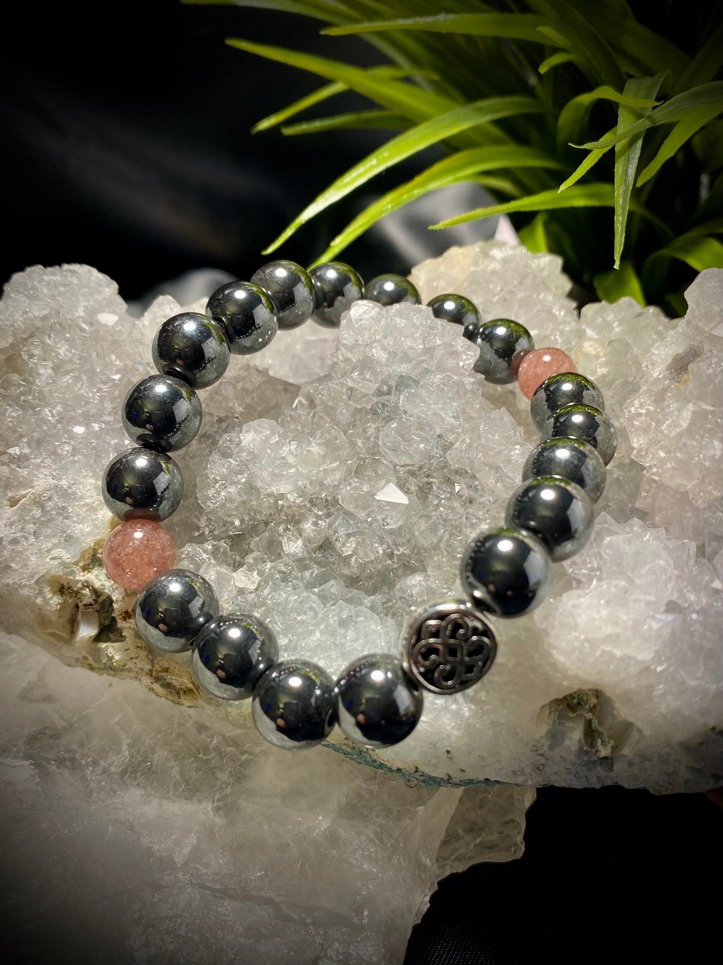 Strawberry Quartz and Hematite