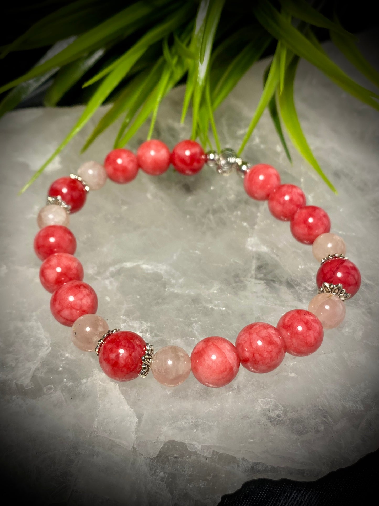 Red Jade and Rose Quartz