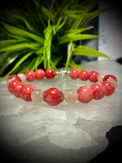 Red Jade and Rose Quartz