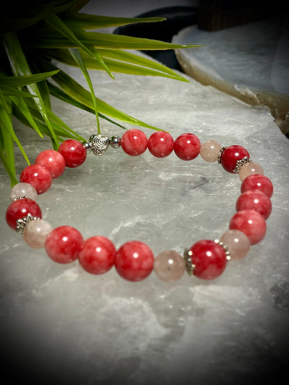 Red Jade and Rose Quartz